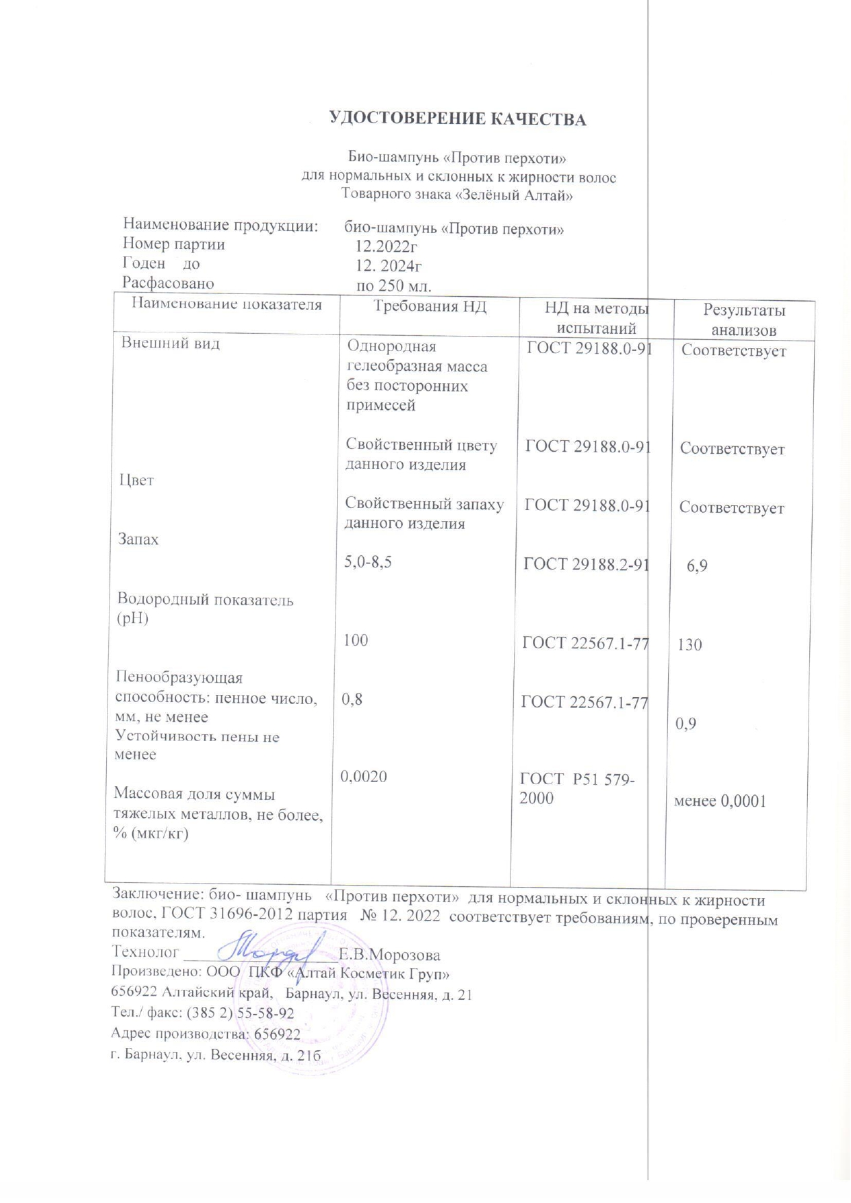 Паспорт №122022